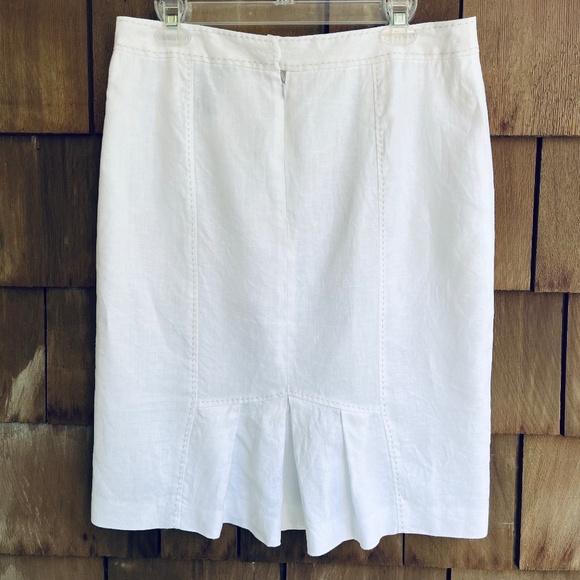 🇮🇹 White Linen Pencil Skirt with Pleated Back - Picture 1 of 12